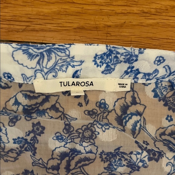 Tularosa Serafina Floral White Blue Long Sleeve Romantic Mini Dress Size L - Picture 6 of 7